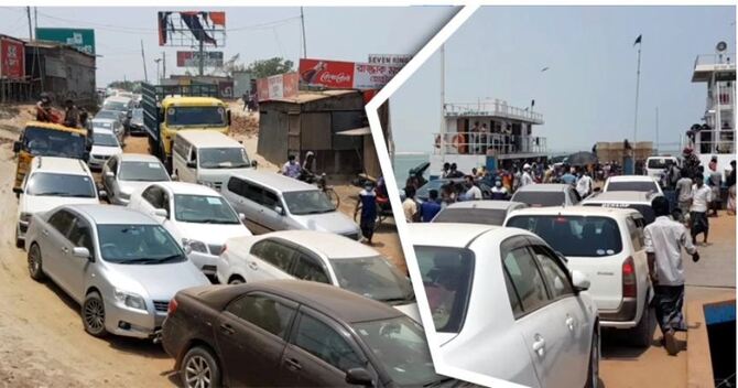 নিষেধাজ্ঞার পরও দৌলতদিয়া দিয়ে পার হচ্ছে ব্যক্তিগত গাড়ি-যাত্রী