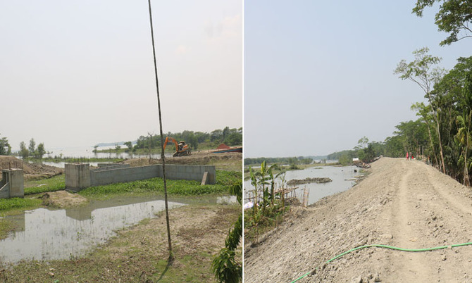 বেড়িবাঁধ নির্মাণে স্বস্তি ফিরে এলো ভাণ্ডারিয়ার উপকূলীয় অঞ্চলে
