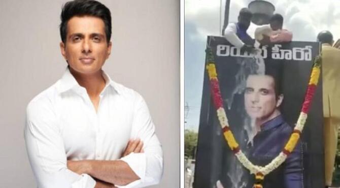 ছবি টাঙিয়ে দুধ ঢালার ঘটনায় বিরক্ত সোনু সুদ