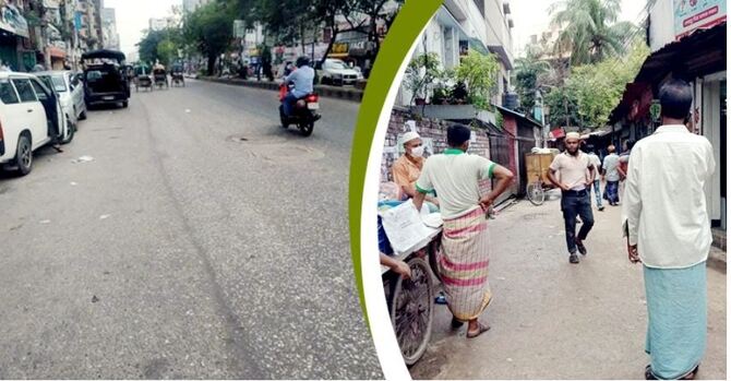 মূল সড়কে মানুষ কম, আনাগোনা বেশি অলিগলিতে