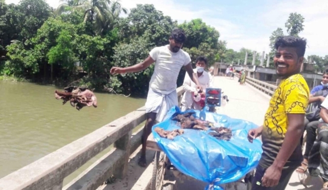 ক্রেতা নেই, চামড়া ফেলে দেওয়া হচ্ছে নদীতে