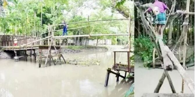 কাঁঠালিয়ায় খালের পুল ভেঙে যোগাযোগ বিচ্ছিন্ন ৫ গ্রাম