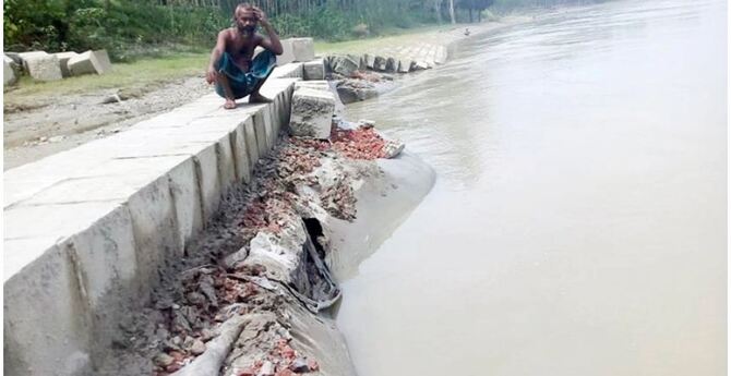 যমুনা নদীর তীর রক্ষা প্রকল্পে ভাঙন