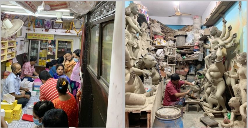 পূজার কেনাকাটায় জমজমাট শাঁখারী বাজার, ব্যস্ত প্রতিমাশিল্পীরাও