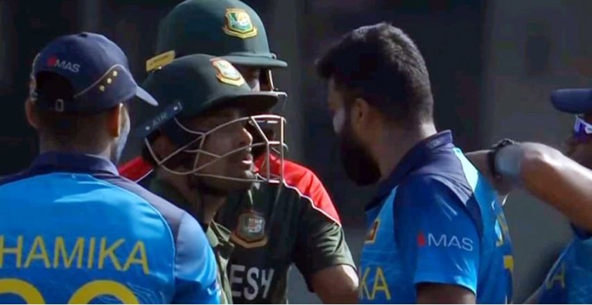 লিটনকে আউট করে তেড়ে গেলেন লঙ্কান পেসার