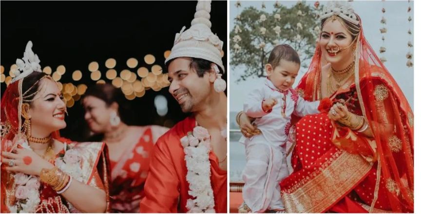 বাবা-মায়ের বিয়ে খেলো নায়িকা পূজার ছেলে