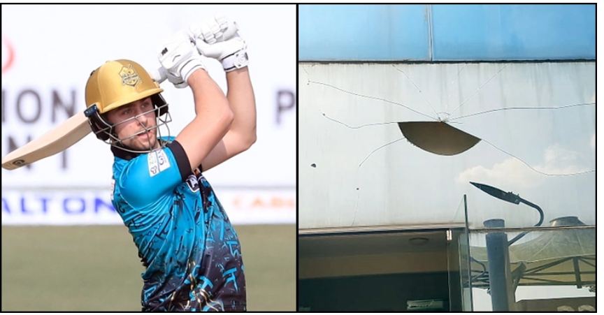 জ্যাকসের ছক্কায় ভেঙে চুরমার মিডিয়া সেন্টারের কাচ