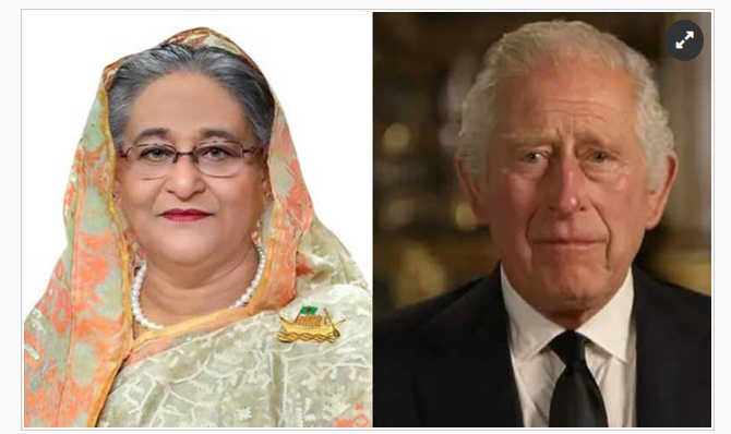 শেখ হাসিনাকে ব্রিটেনের রাজা তৃতীয় চার্লসের টেলিফোন