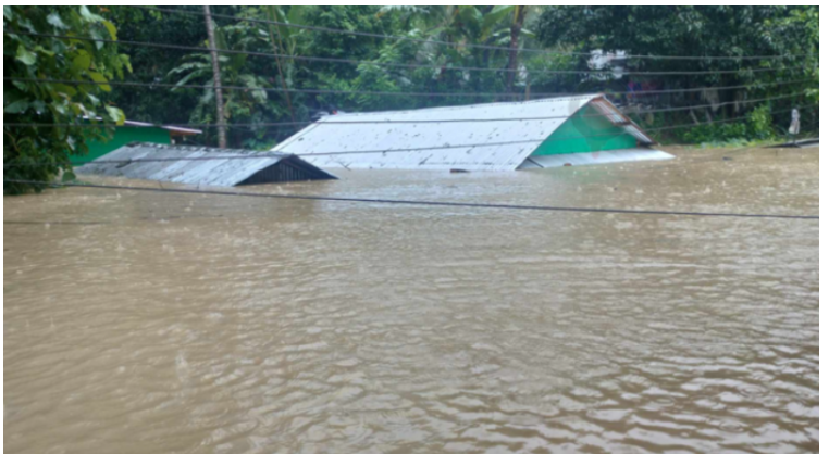 সাঙ্গুর পানিতে ডুবছে ঘরবাড়ি, গাছ পড়ে রুমা-থানচি যোগাযোগ বিচ্ছিন্ন