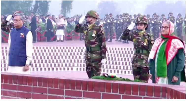 জাতীয় স্মৃতিসৌধে রাষ্ট্রপতি ও প্রধানমন্ত্রীর শ্রদ্ধা