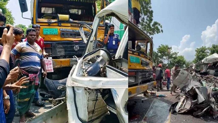 নাটোরে ট্রাক-মাইক্রোবাস সংঘর্ষ, নিহত বেড়ে ৮