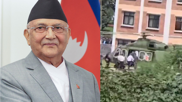 হেলিকপ্টারে কাঠমান্ডু ছাড়লেন কেপি শর্মা