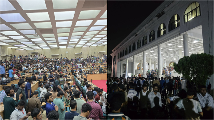 ডাকসু নির্বাচনের ফল ঘোষণার অপেক্ষা : সিনেট হলে উপচেপড়া ভিড়, স্লোগান